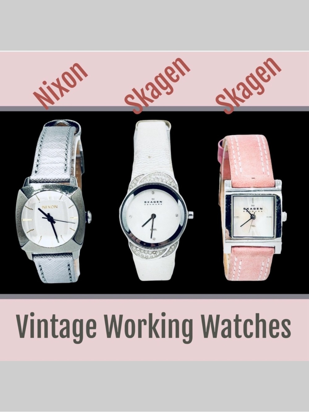 3 Used Ladies Watches- Nixon & Skagen